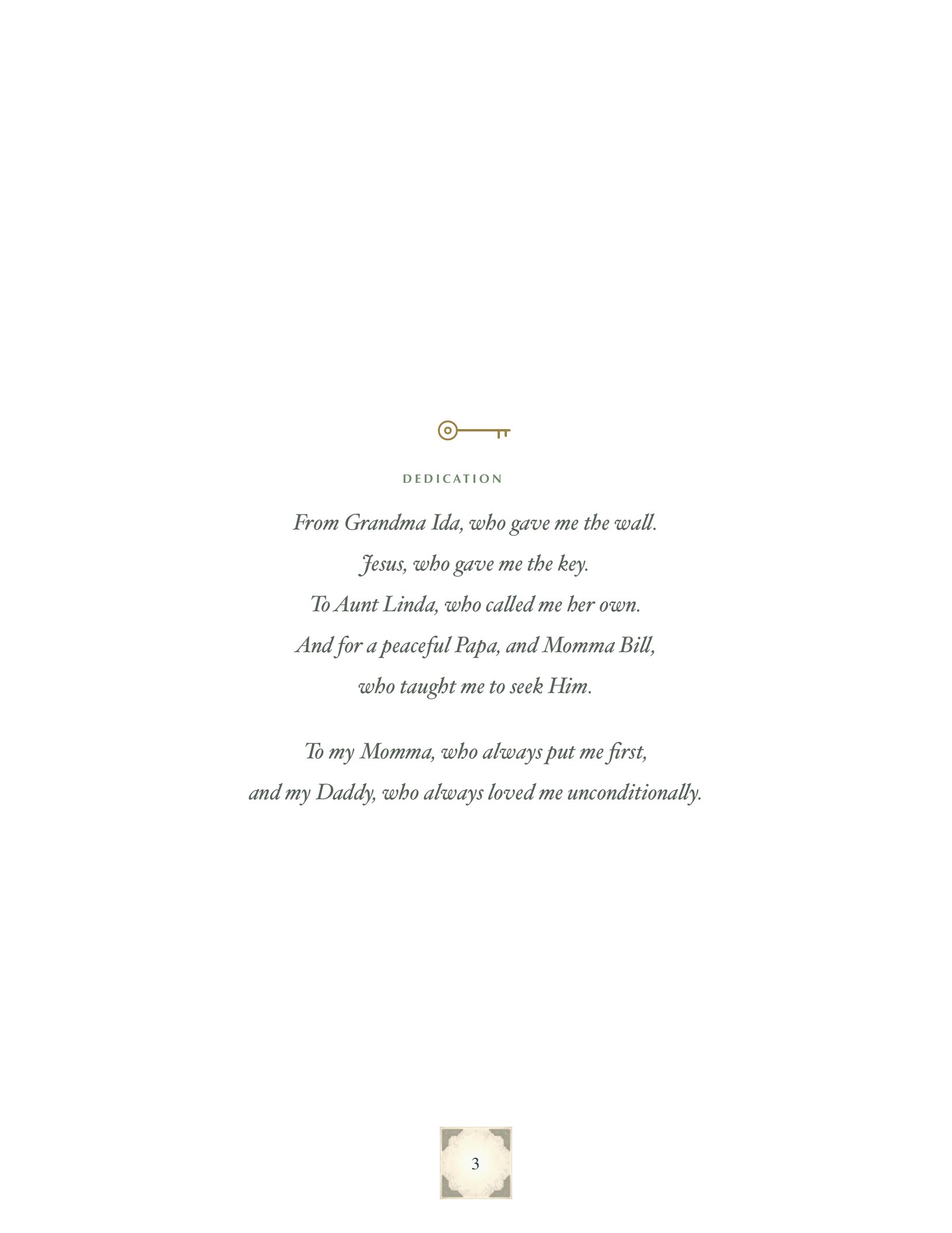 The dedication page
