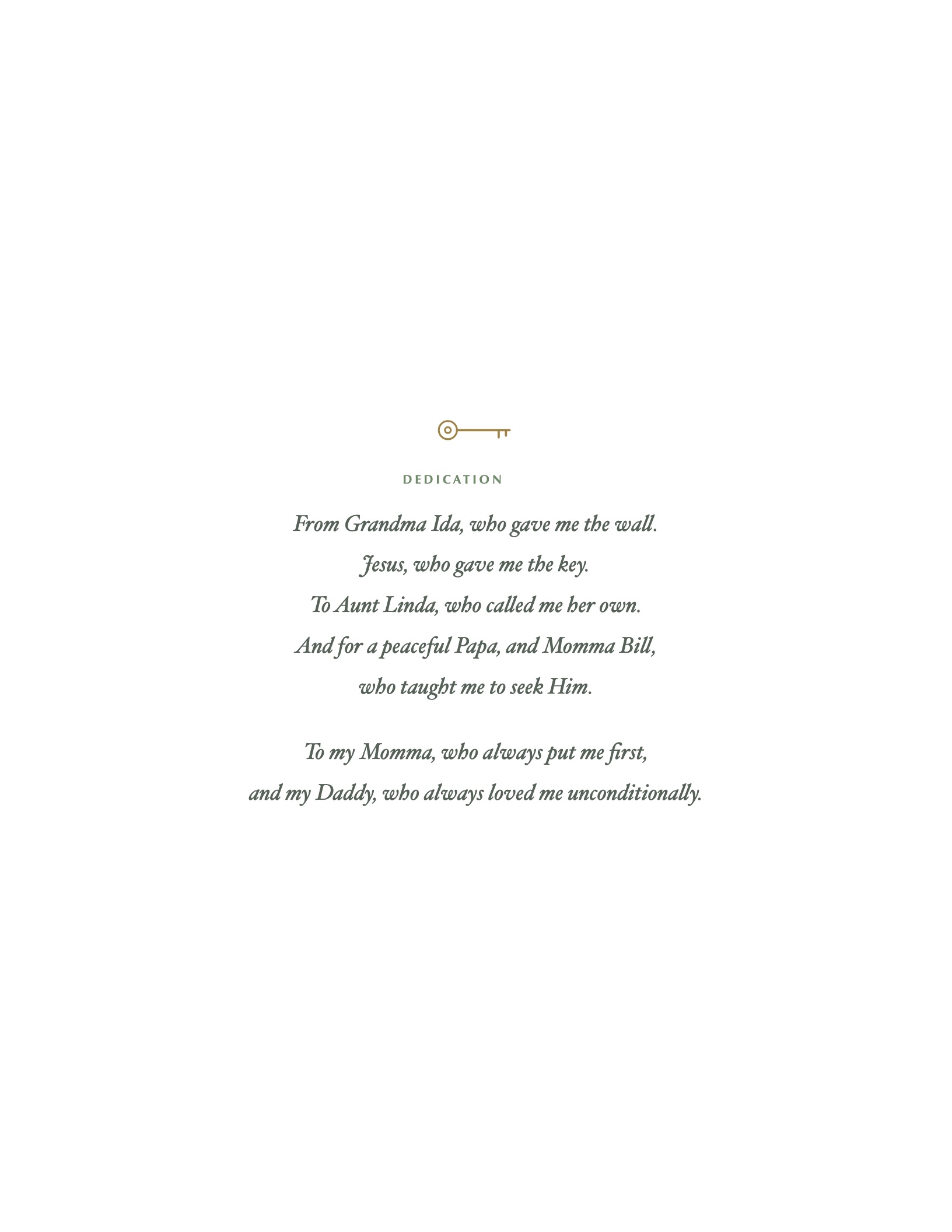 The dedication page